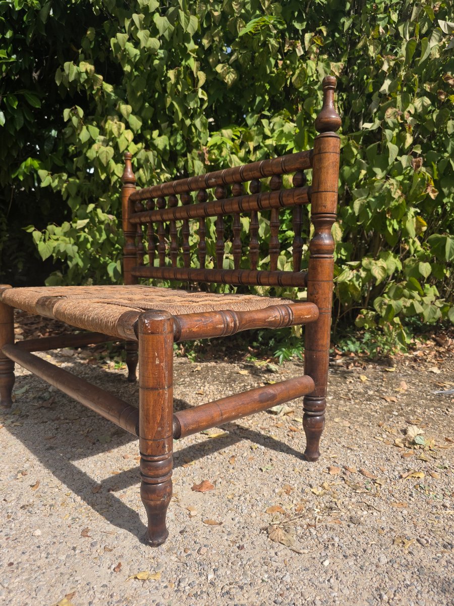Wooden Bench With Braided Rope, Mid-20th Century -photo-2