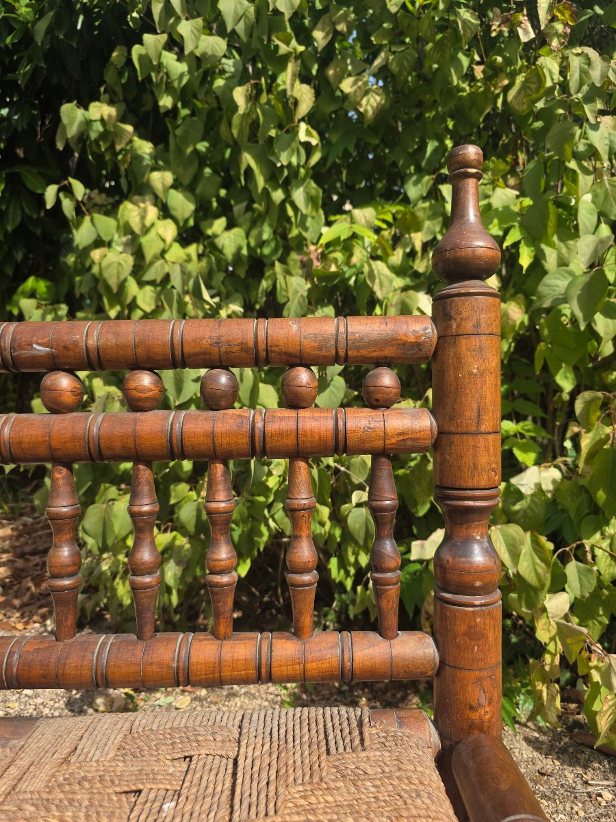 Wooden Bench With Braided Rope, Mid-20th Century -photo-1
