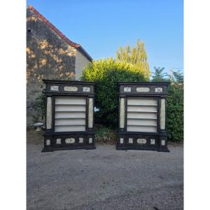 Impressive Pair Of 20th-century Italian Wooden Bookcases.