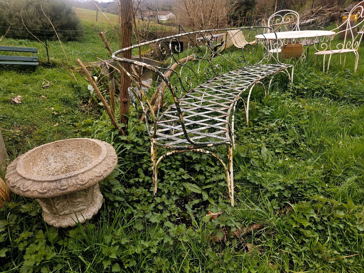 Antique Wrought Iron Bench 19th/20th Century (3)-photo-2