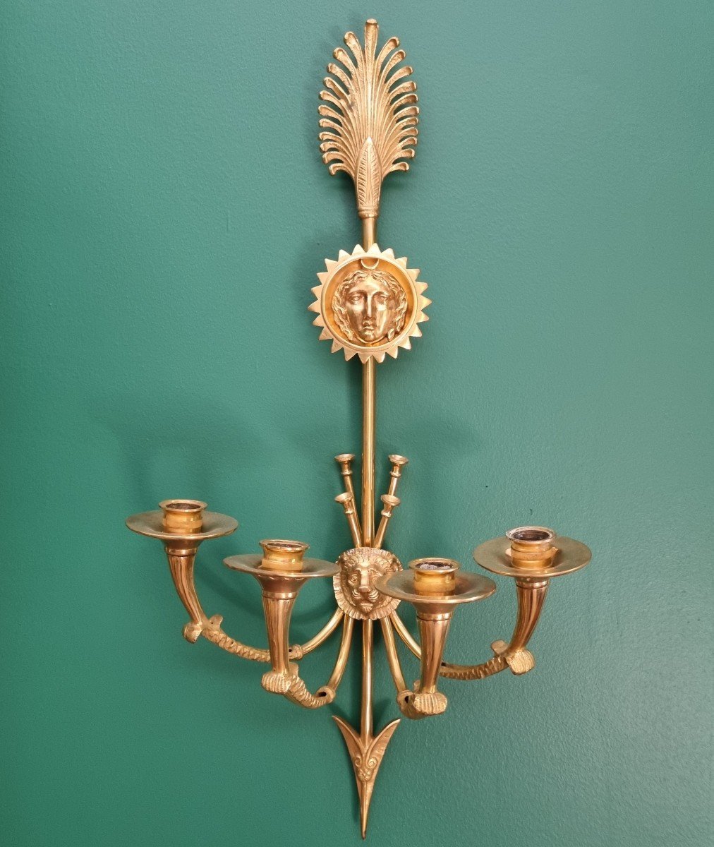 C. Galle, Large Pair Of Sconces At La Flèche De Diane. Nineteenth Century.-photo-3