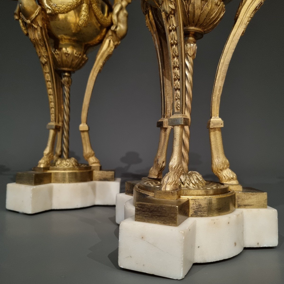 Louis XVI Period, Rare Pair Of Candelabra In Athenian.-photo-3