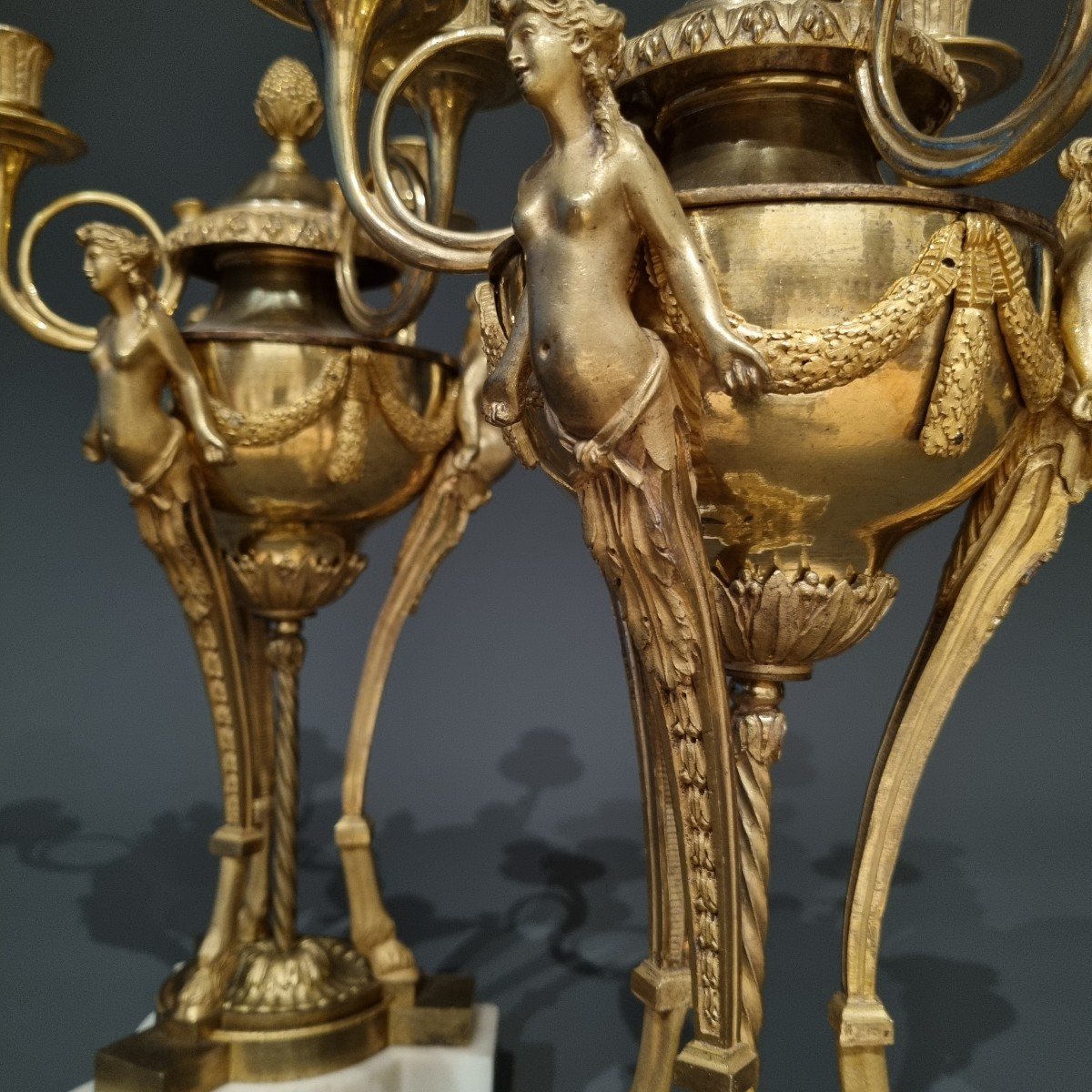 Louis XVI Period, Rare Pair Of Candelabra In Athenian.-photo-4