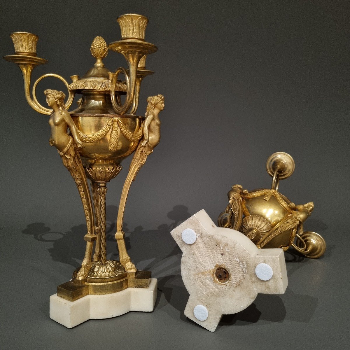 Louis XVI Period, Rare Pair Of Candelabra In Athenian.-photo-6