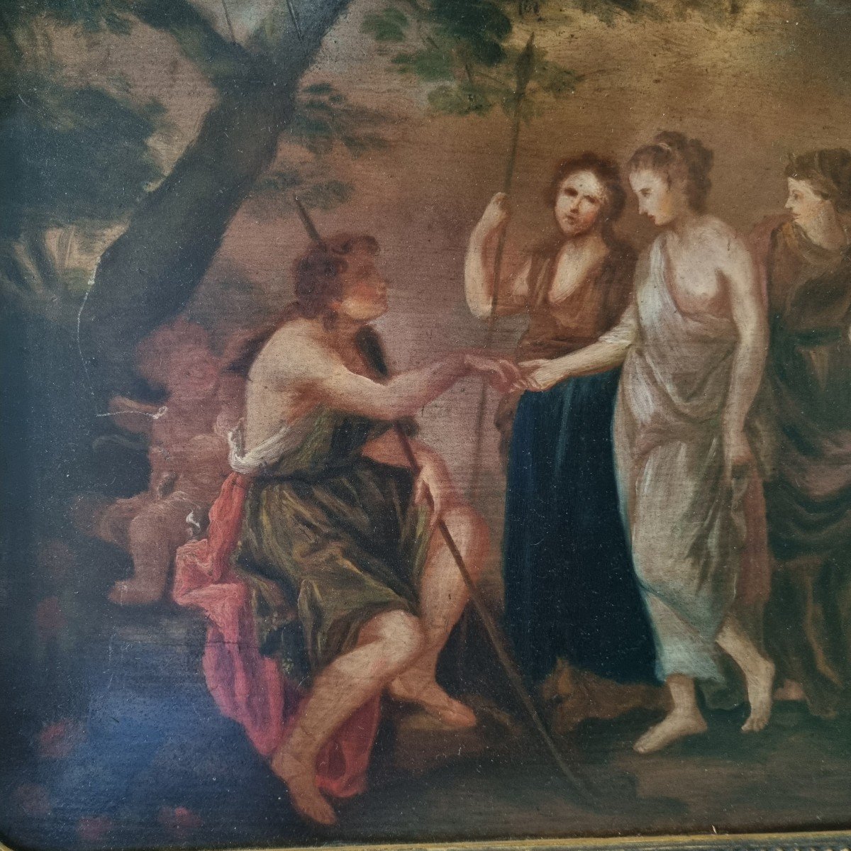 Late 18th Century, The Judgment Of Paris, Oil On Panel.-photo-1