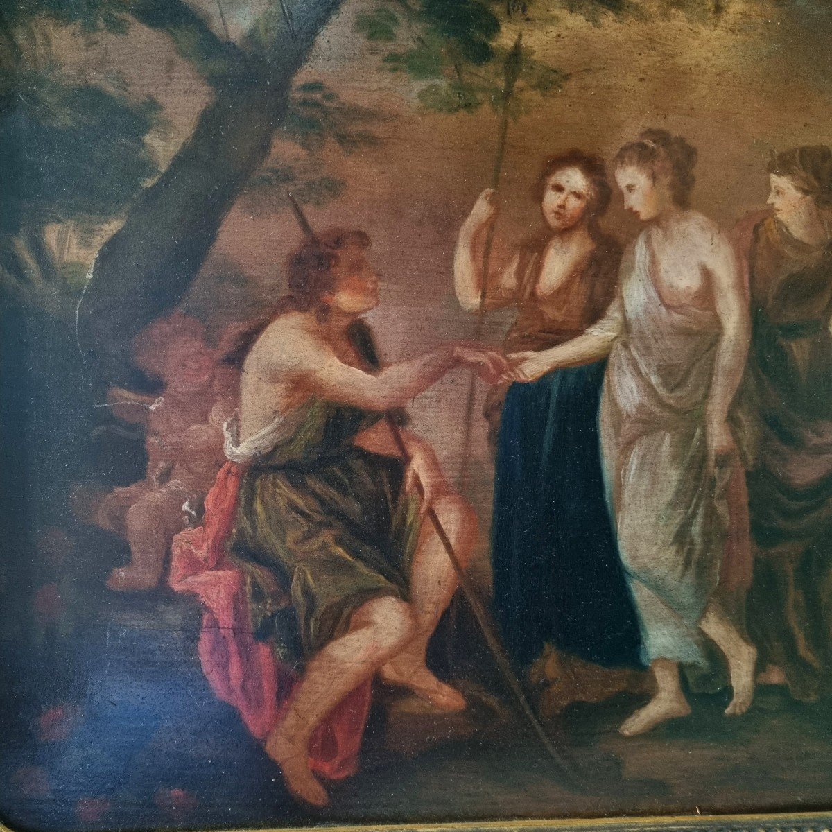 Late 18th Century, The Judgment Of Paris, Oil On Panel.-photo-2