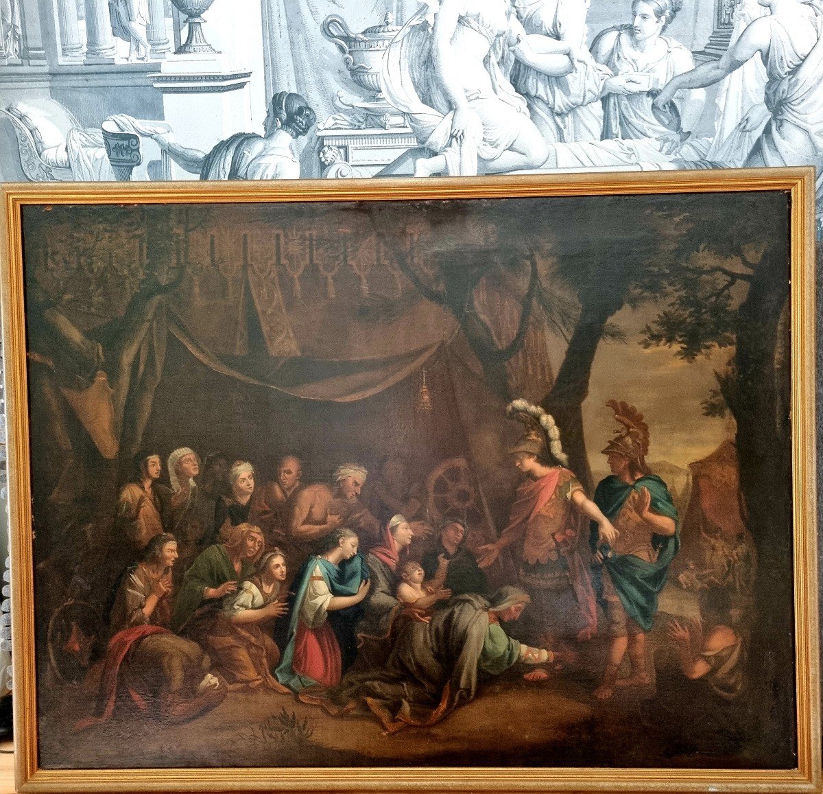 Alexander Under The Tent Of Darius, Large Hst From The 17th Century. Follower Of Charles Le Brun.-photo-2