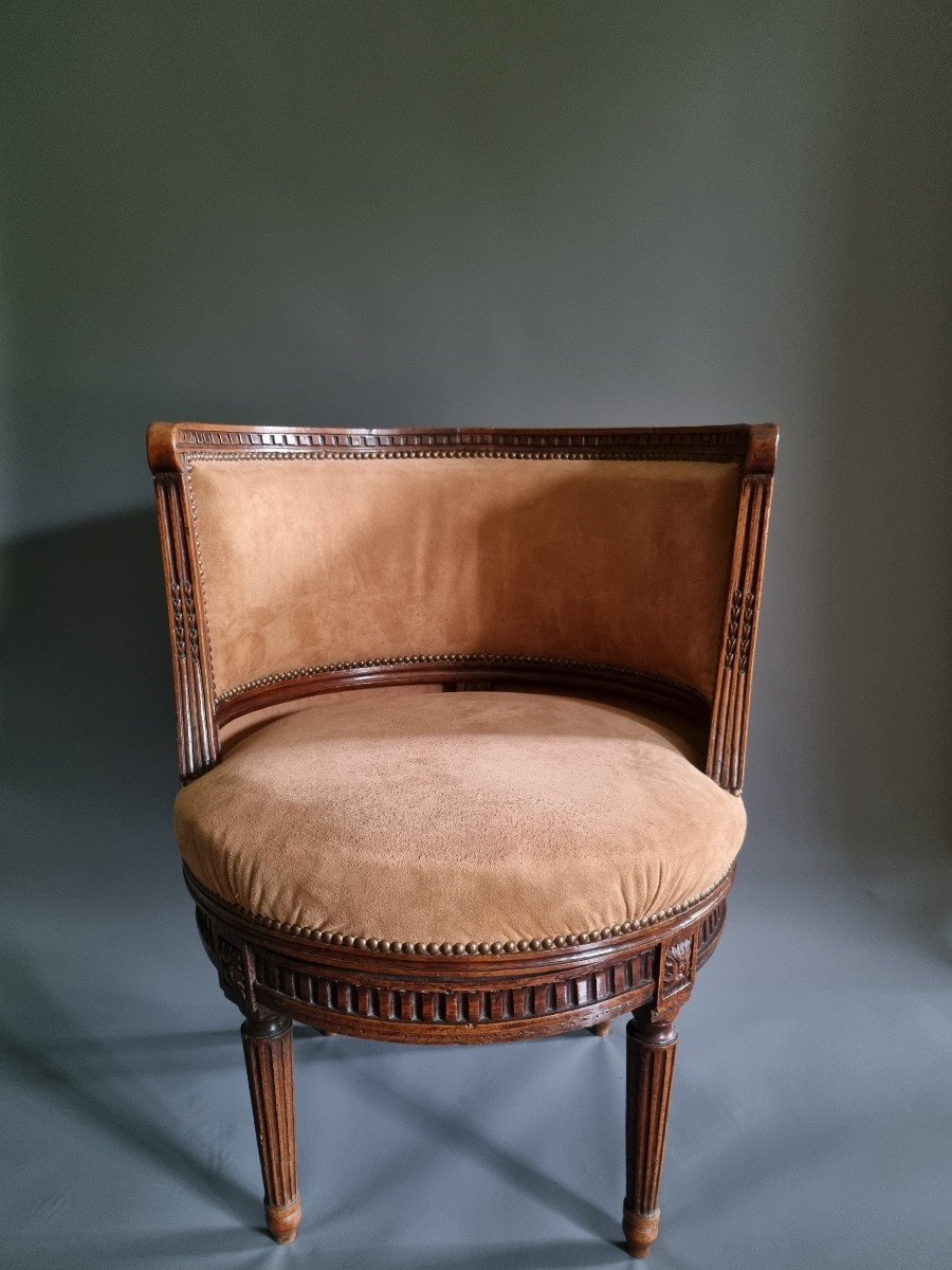 Canabas, Large Armchair In Revolving Hemicycle, Louis XVI Period. -photo-2