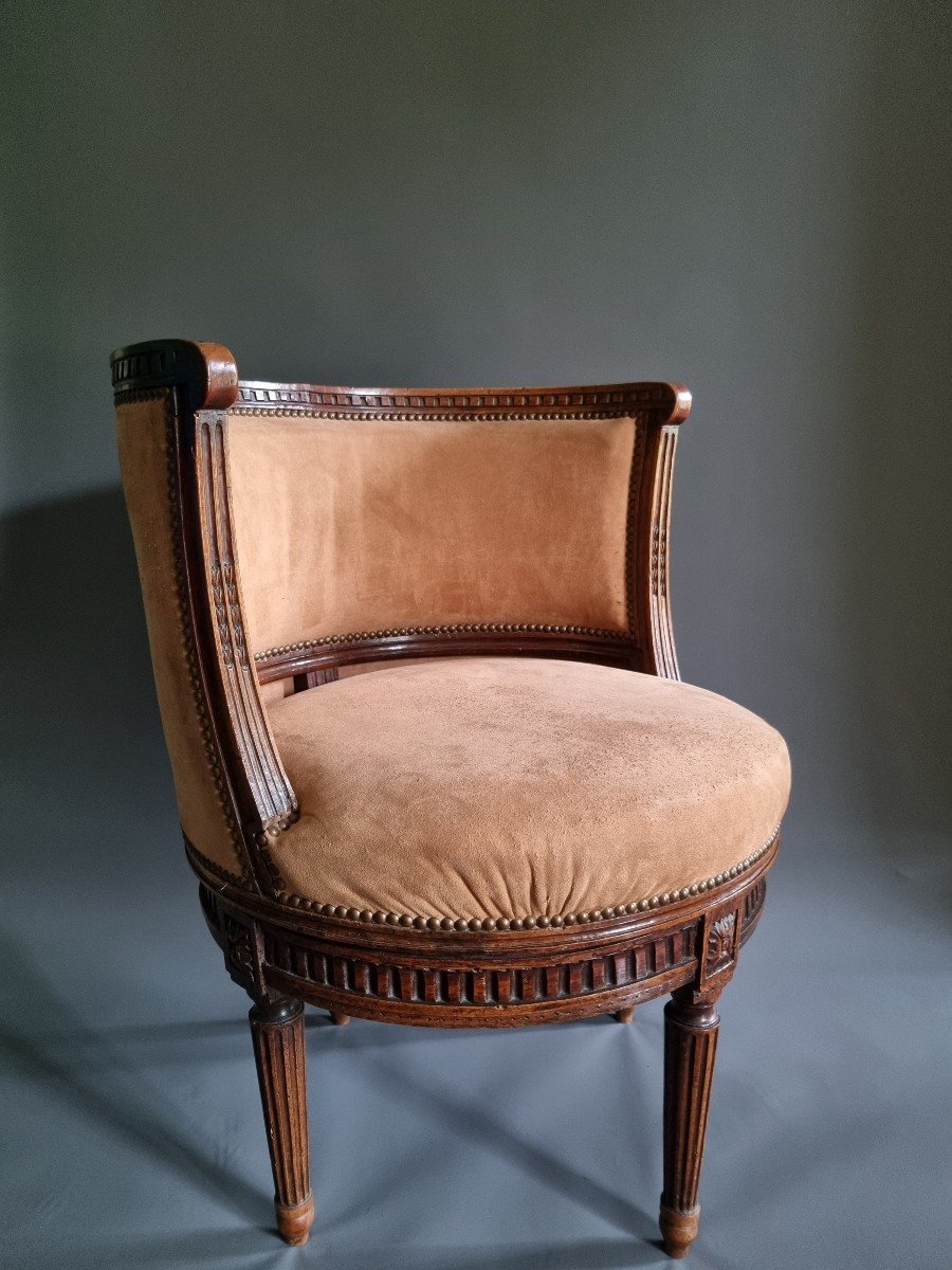 Canabas, Large Armchair In Revolving Hemicycle, Louis XVI Period. -photo-3
