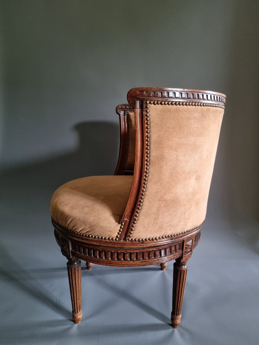 Canabas, Large Armchair In Revolving Hemicycle, Louis XVI Period. -photo-4