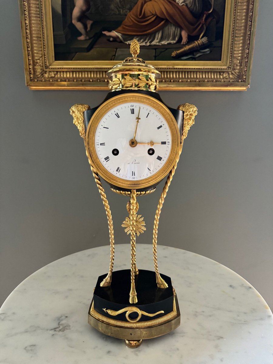 Directory-consulate Period: Beautiful Clock With Faun Heads.