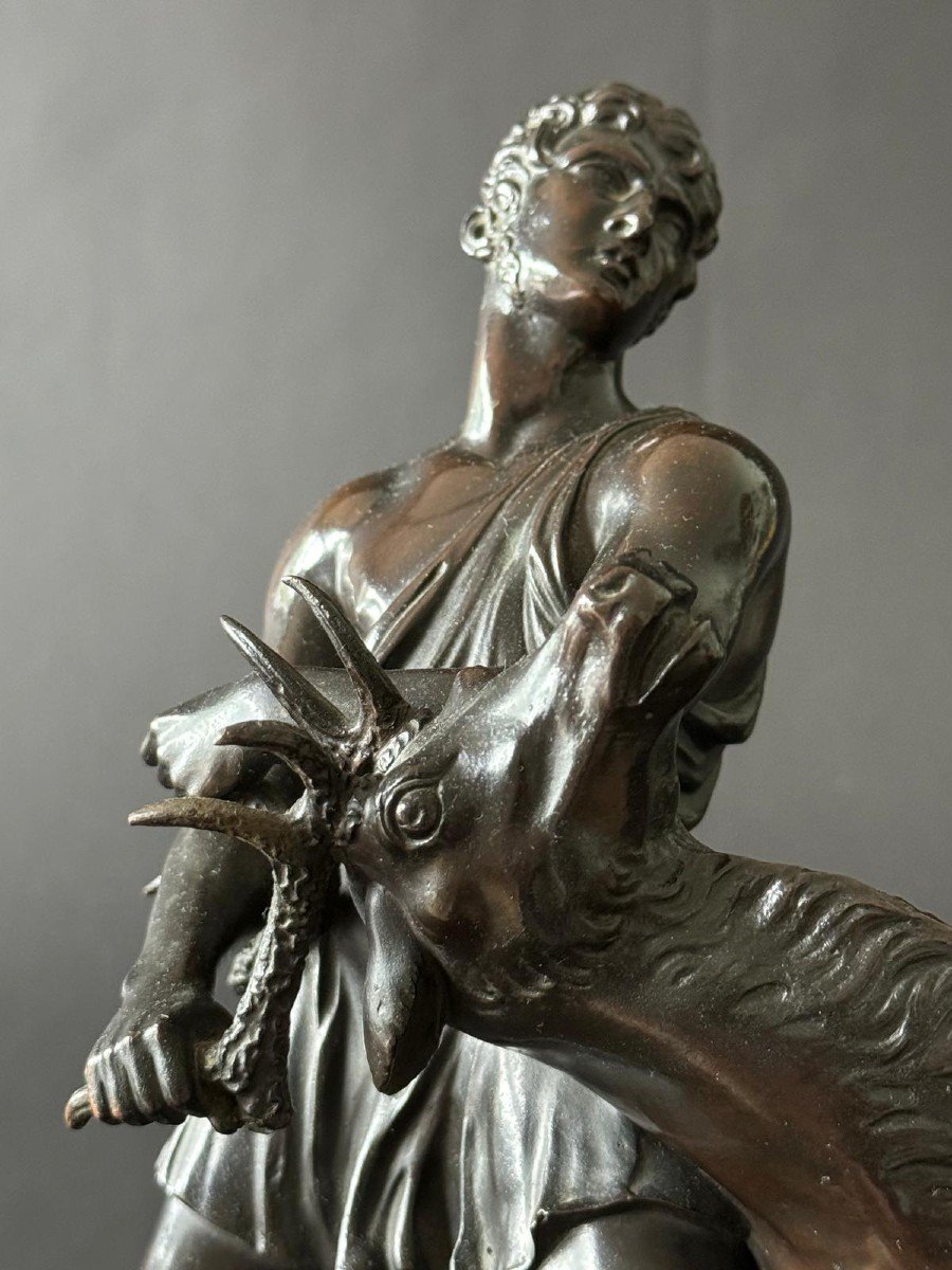 Hercules And The Ceryneian Hind, Rare 19th Century Bronze. -photo-4