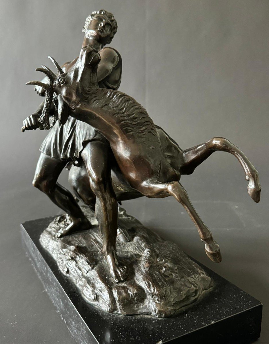 Hercules And The Ceryneian Hind, Rare 19th Century Bronze. -photo-1