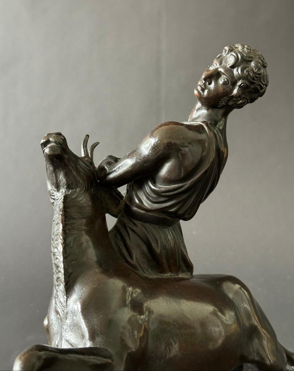 Hercules And The Ceryneian Hind, Rare 19th Century Bronze. -photo-3