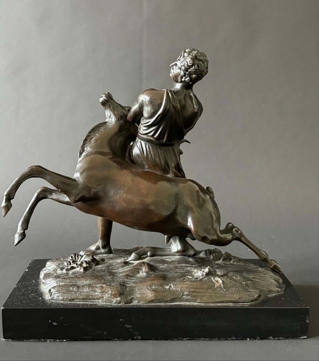 Hercules And The Ceryneian Hind, Rare 19th Century Bronze. -photo-4