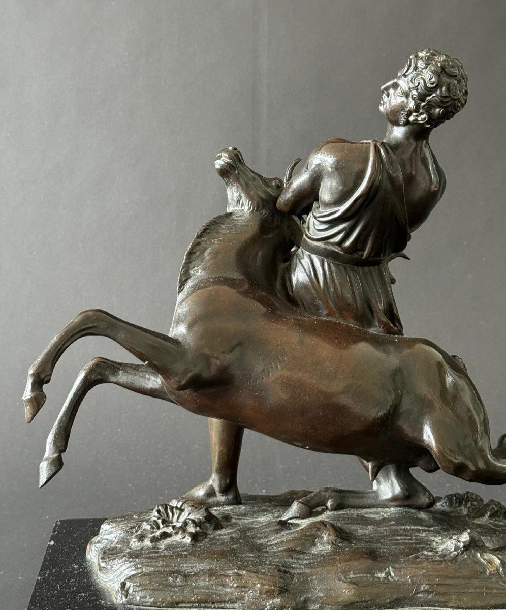 Hercules And The Ceryneian Hind, Rare 19th Century Bronze. -photo-5