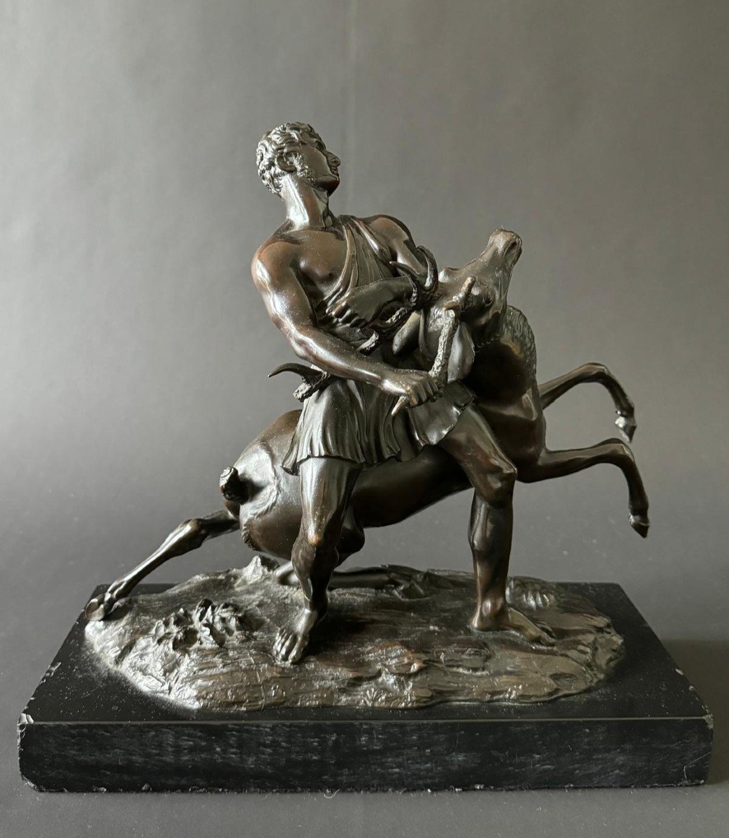 Hercules And The Ceryneian Hind, Rare 19th Century Bronze. 
