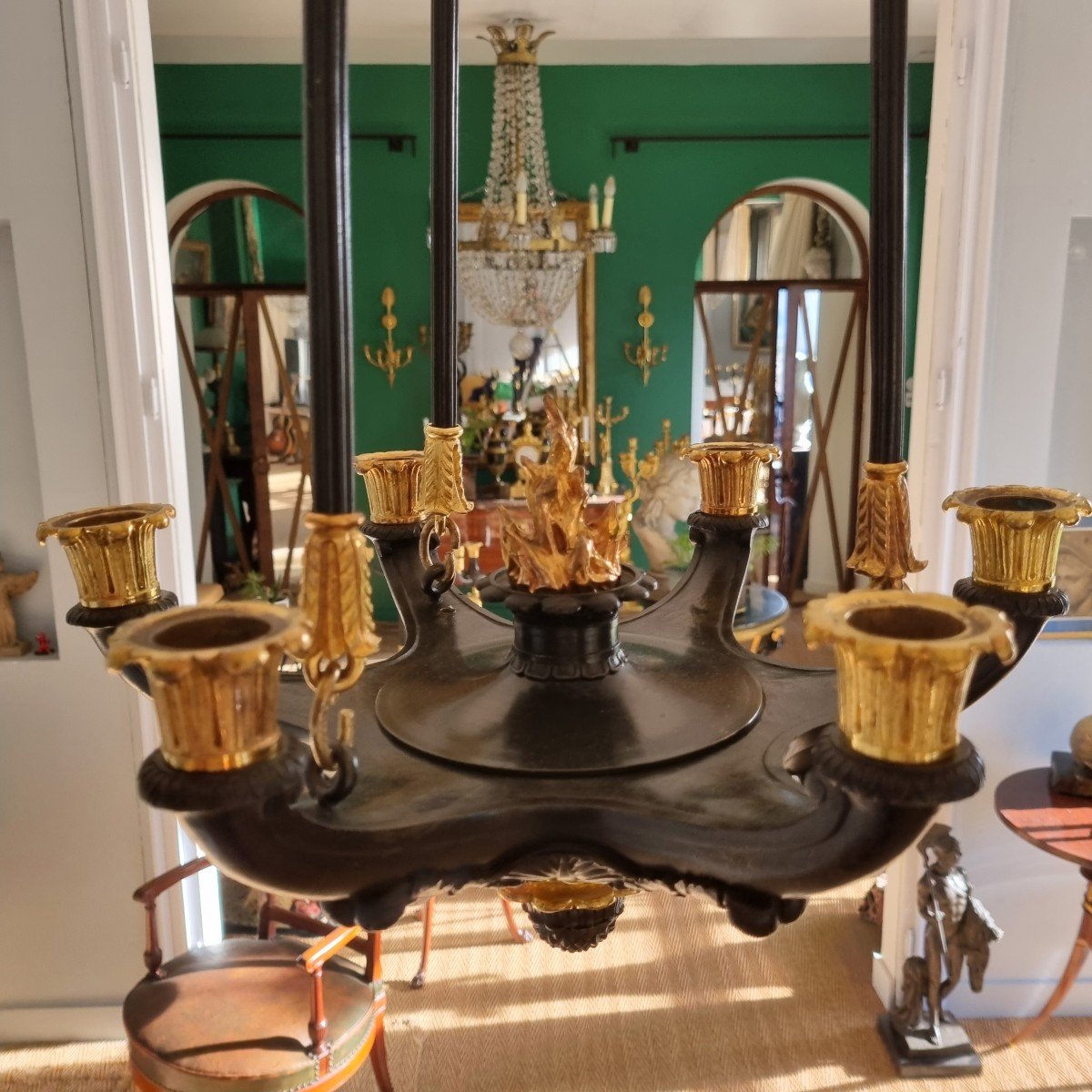 Époque Empire, Lustre à L’antique Aux Têtes De Chimères.-photo-4