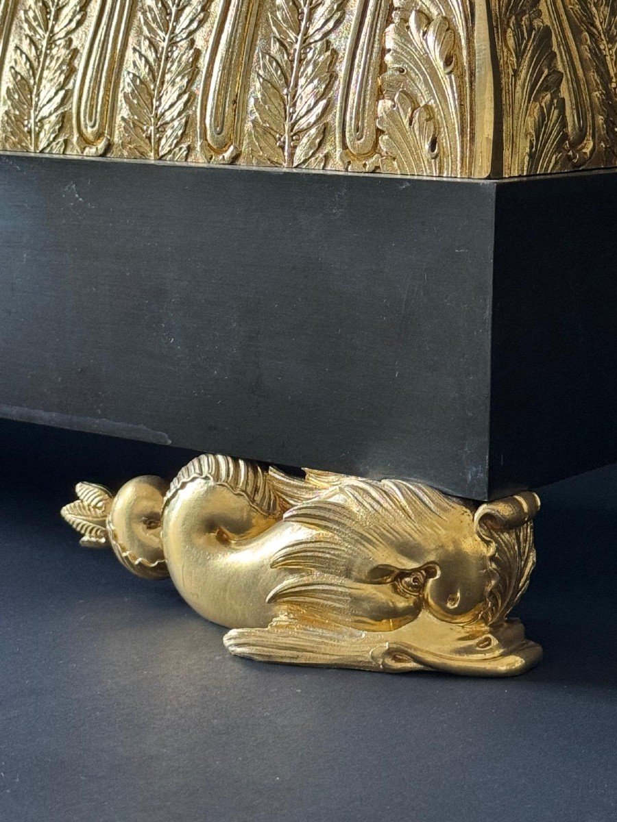 Thomire, Breakthrough Delivering Andromeda, Monumental Empire Period Pendulum. 85 Cm-photo-4