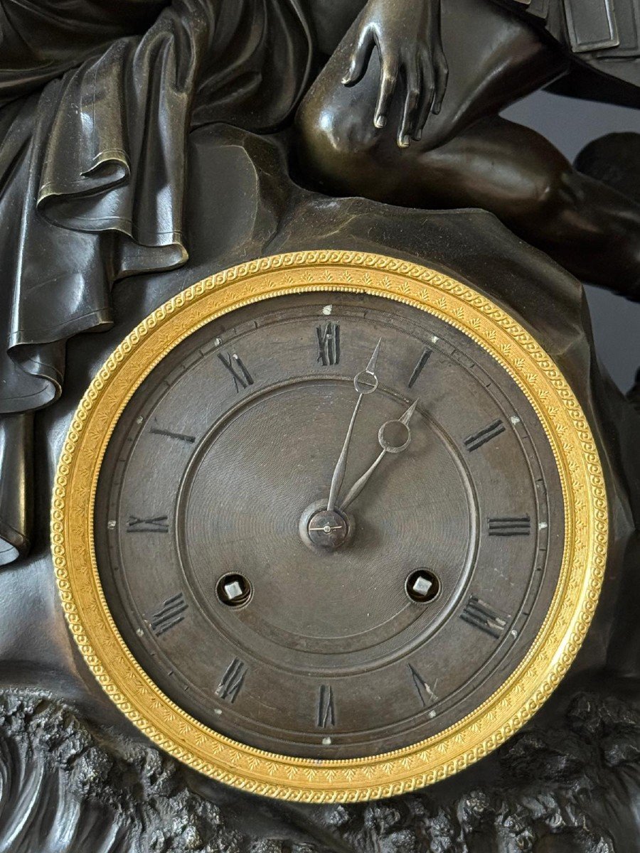 Thomire, Breakthrough Delivering Andromeda, Monumental Empire Period Pendulum. 85 Cm-photo-5