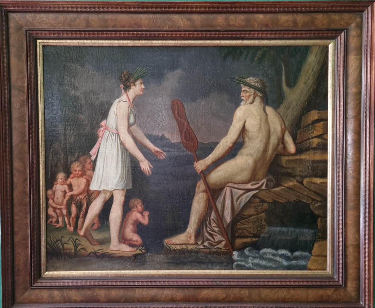 Oceanos And Thetys, Large Oil On Canvas, Late 18th Century.