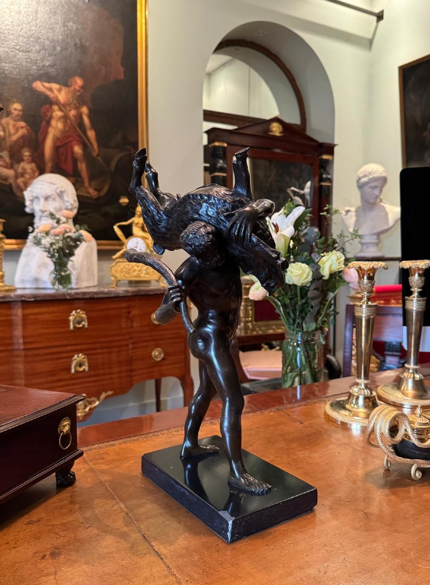 Rare Bronze : Hercule Et Le Sanglier d'Érymanthe, Giambologna. XIXeme siecle. -photo-2