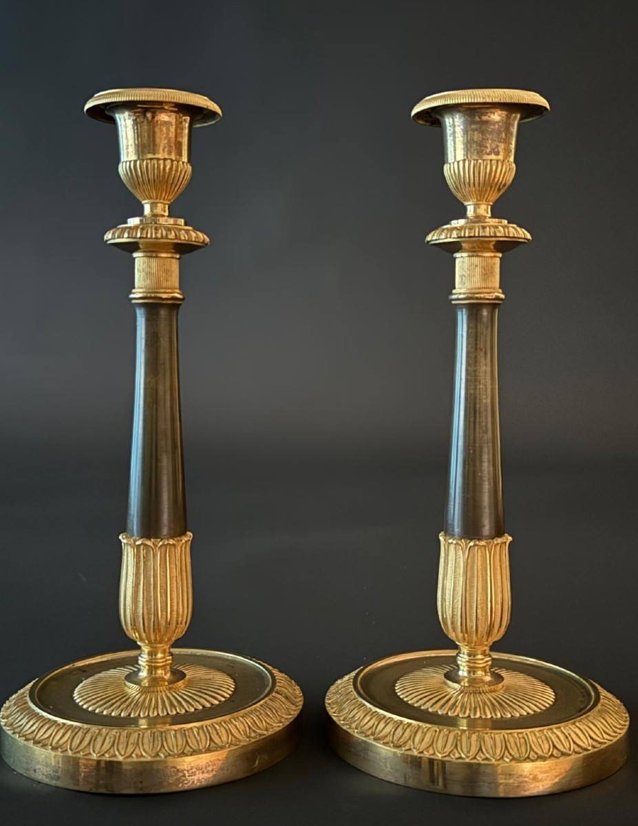 Glaude Galle/fontainebleau, Rare Paire De Flambeaux d'époque Empire.