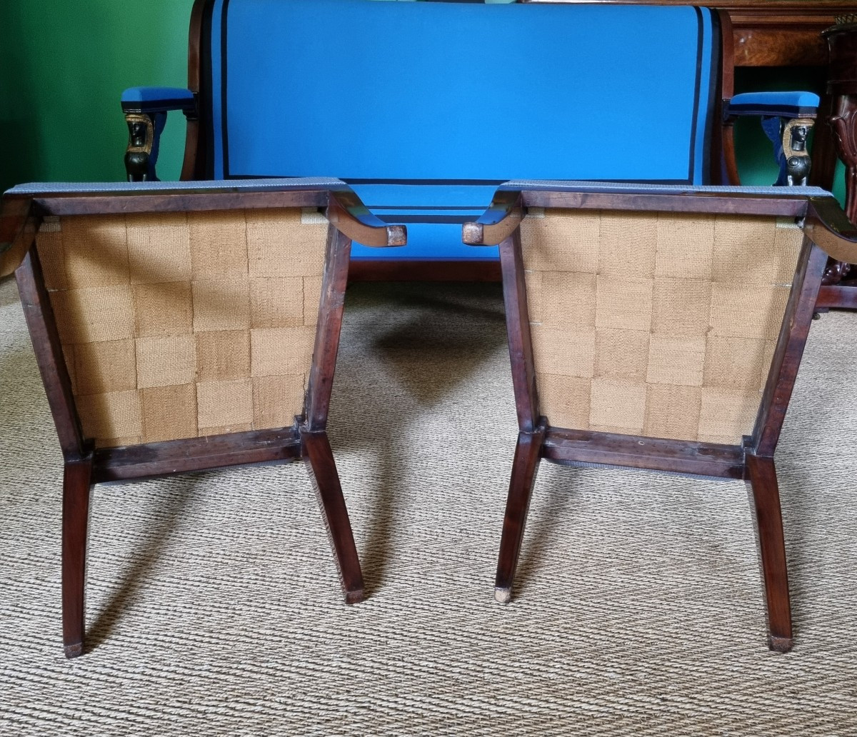 JBB DEMAY, Rare paire de Tabourets à Secrets, estampillés, Époque Directoire-Consulat. -photo-6
