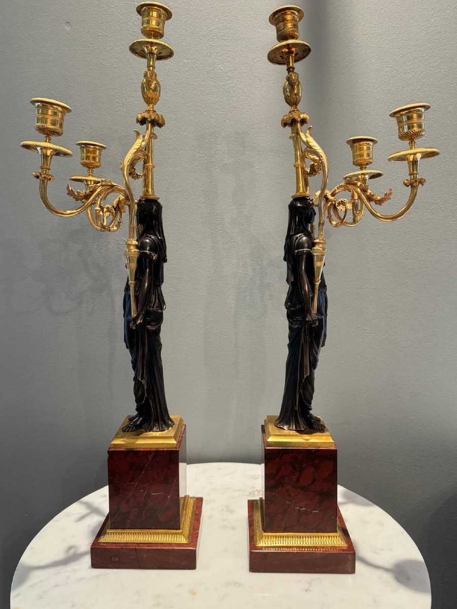 François Rémond, paire de candélabres, fin XVIIIème siècle. Époque Directoire-Consulat. -photo-3