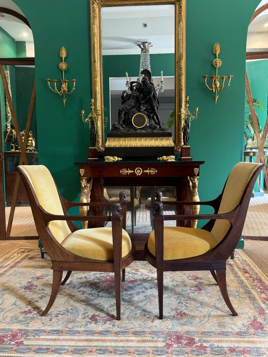 Pair Of Return From Egypt Armchairs, Consulate Period.-photo-3