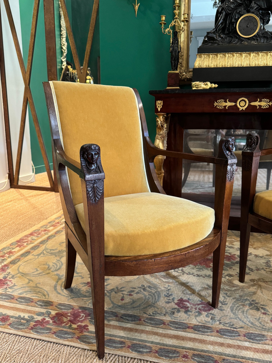 Pair Of Return From Egypt Armchairs, Consulate Period.-photo-4