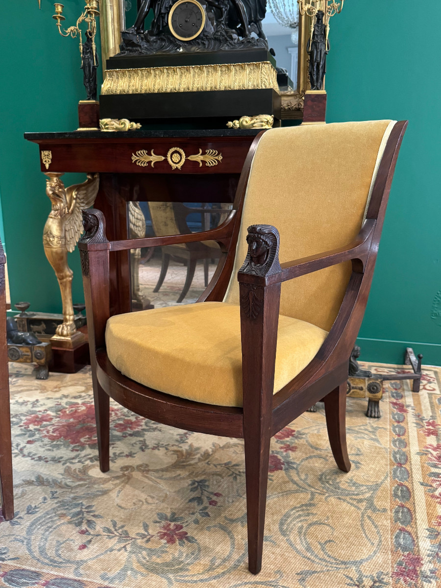 Pair Of Return From Egypt Armchairs, Consulate Period.-photo-1