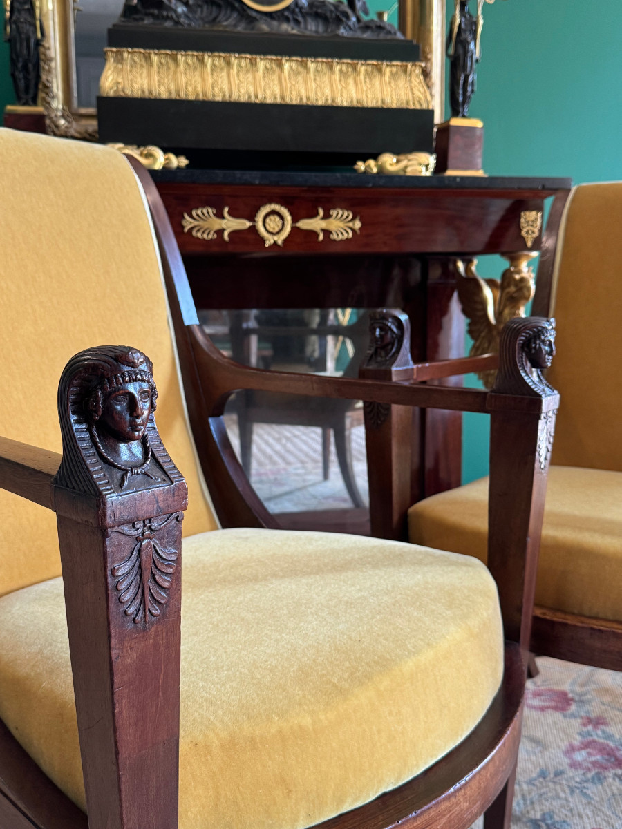 Pair Of Return From Egypt Armchairs, Consulate Period.-photo-2