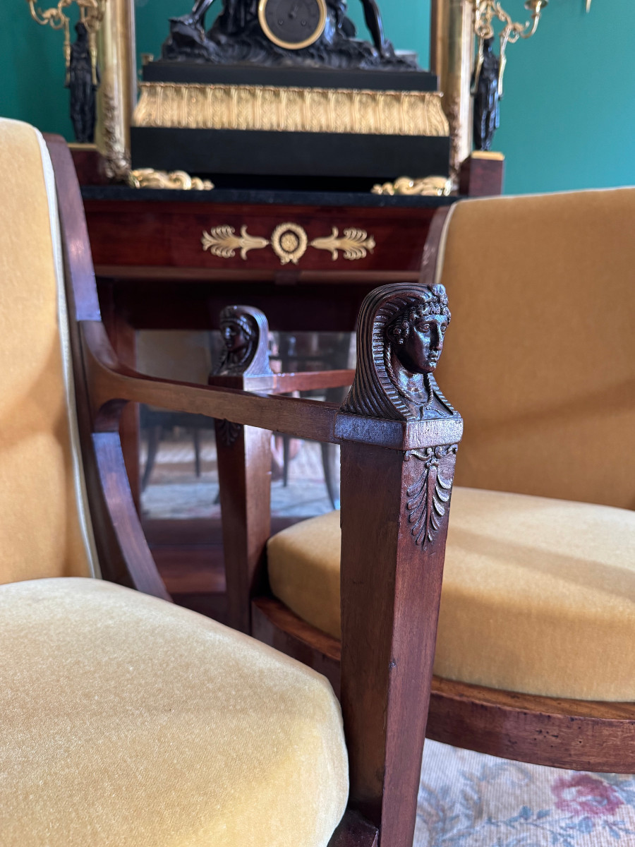 Pair Of Return From Egypt Armchairs, Consulate Period.-photo-3