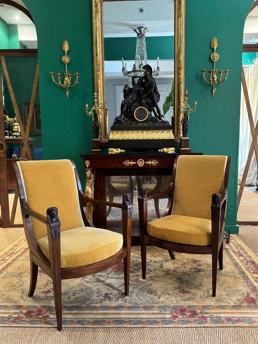 Pair Of Return From Egypt Armchairs, Consulate Period.-photo-5