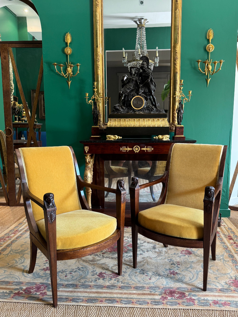Pair Of Return From Egypt Armchairs, Consulate Period.