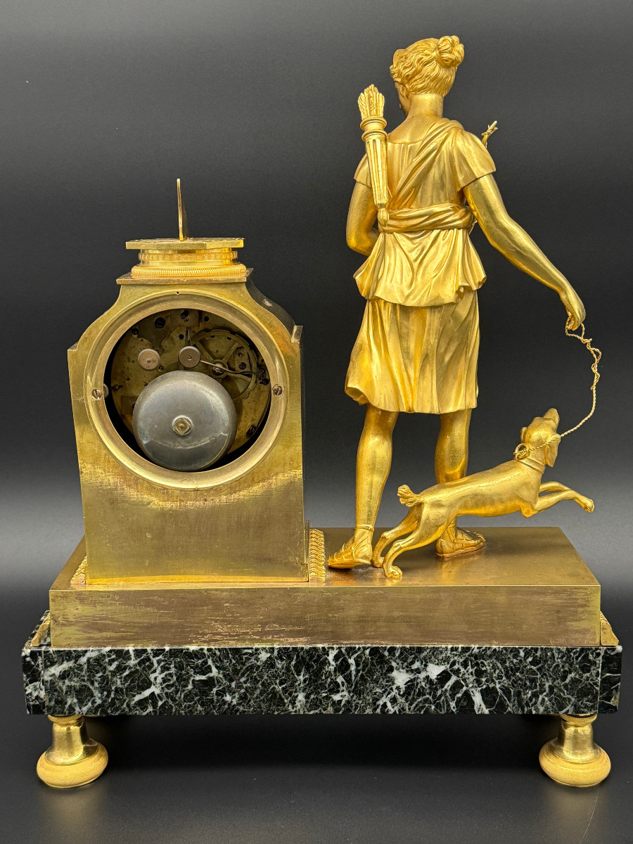 Empire Period Clock Signed Galle, Diane Chasseresse-photo-7