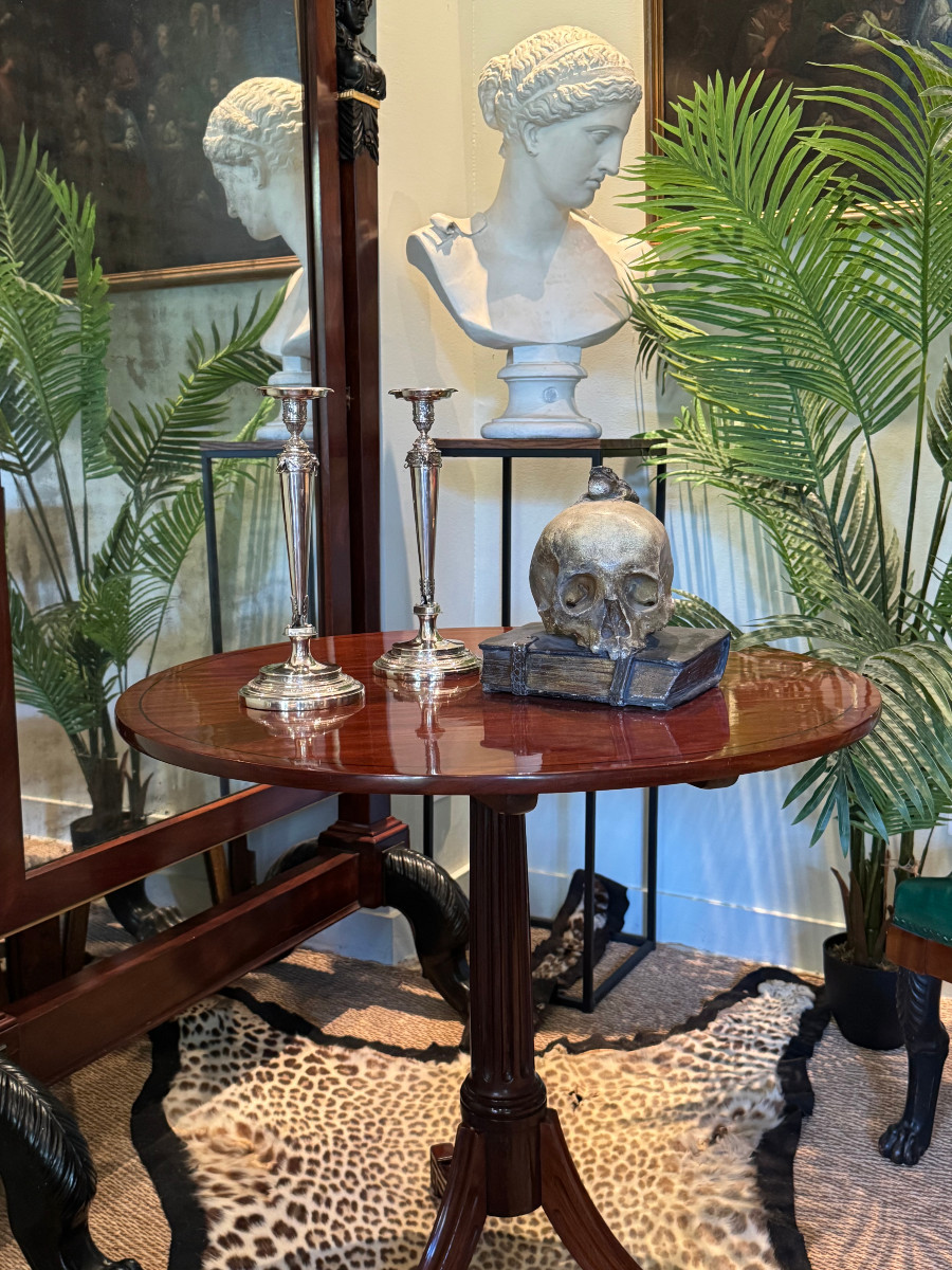 Paire de flambeaux Empire en argent massif, Domenico Masotti (Rome, 1815-1858)-photo-7