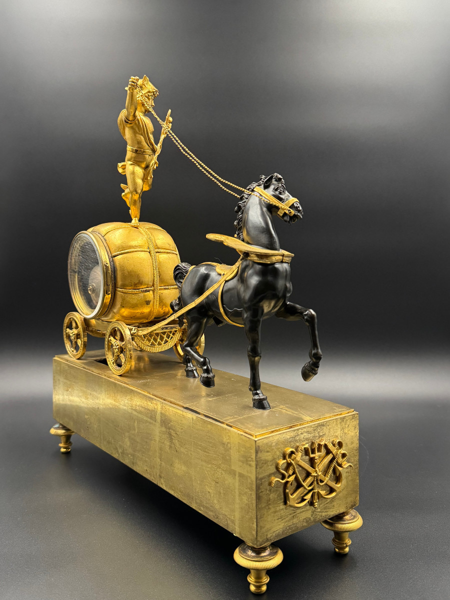 Claude Galle: Rare Mercury Chariot Clock, Empire Period.-photo-4