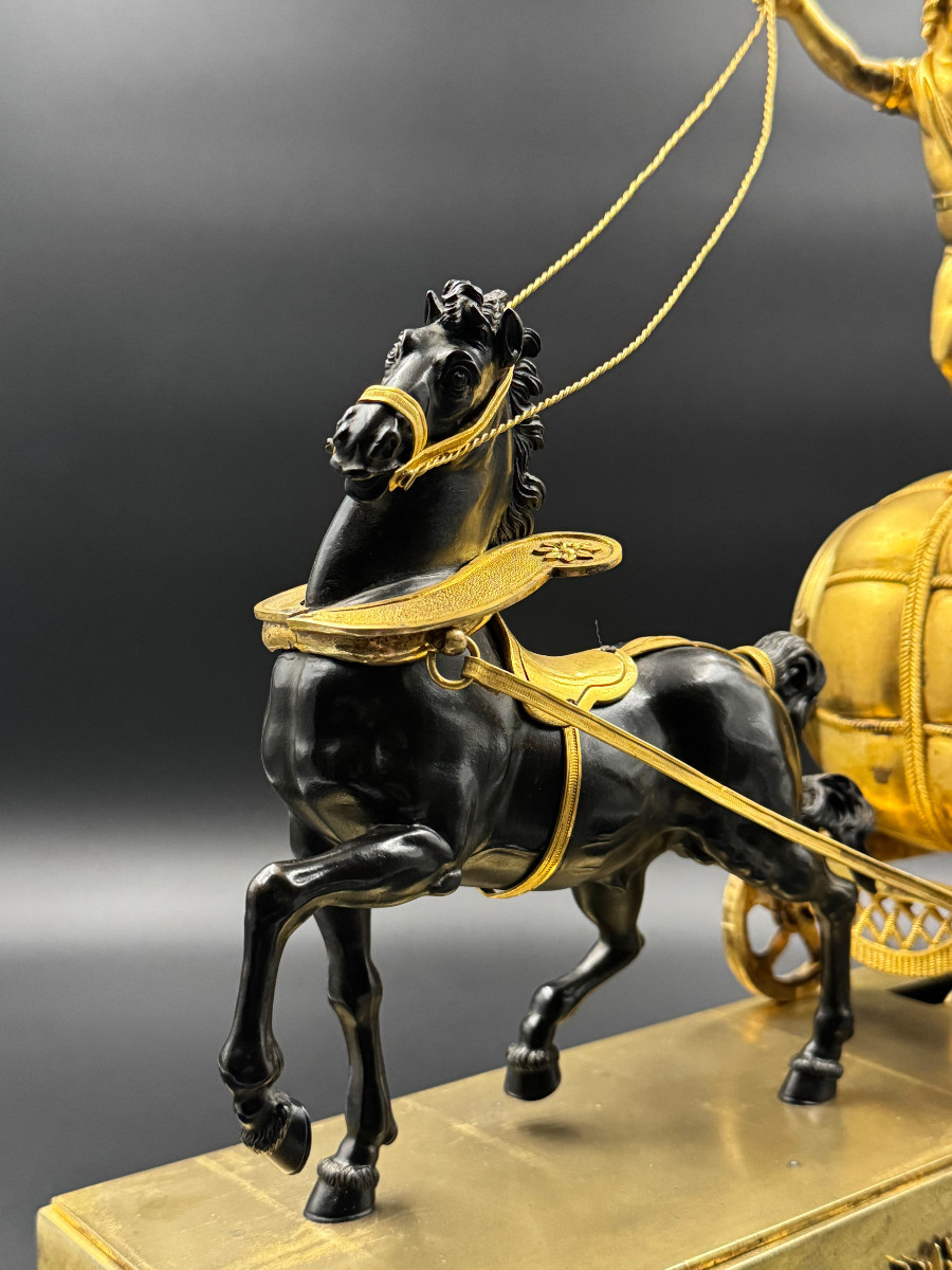 Claude Galle: Rare Mercury Chariot Clock, Empire Period.-photo-1
