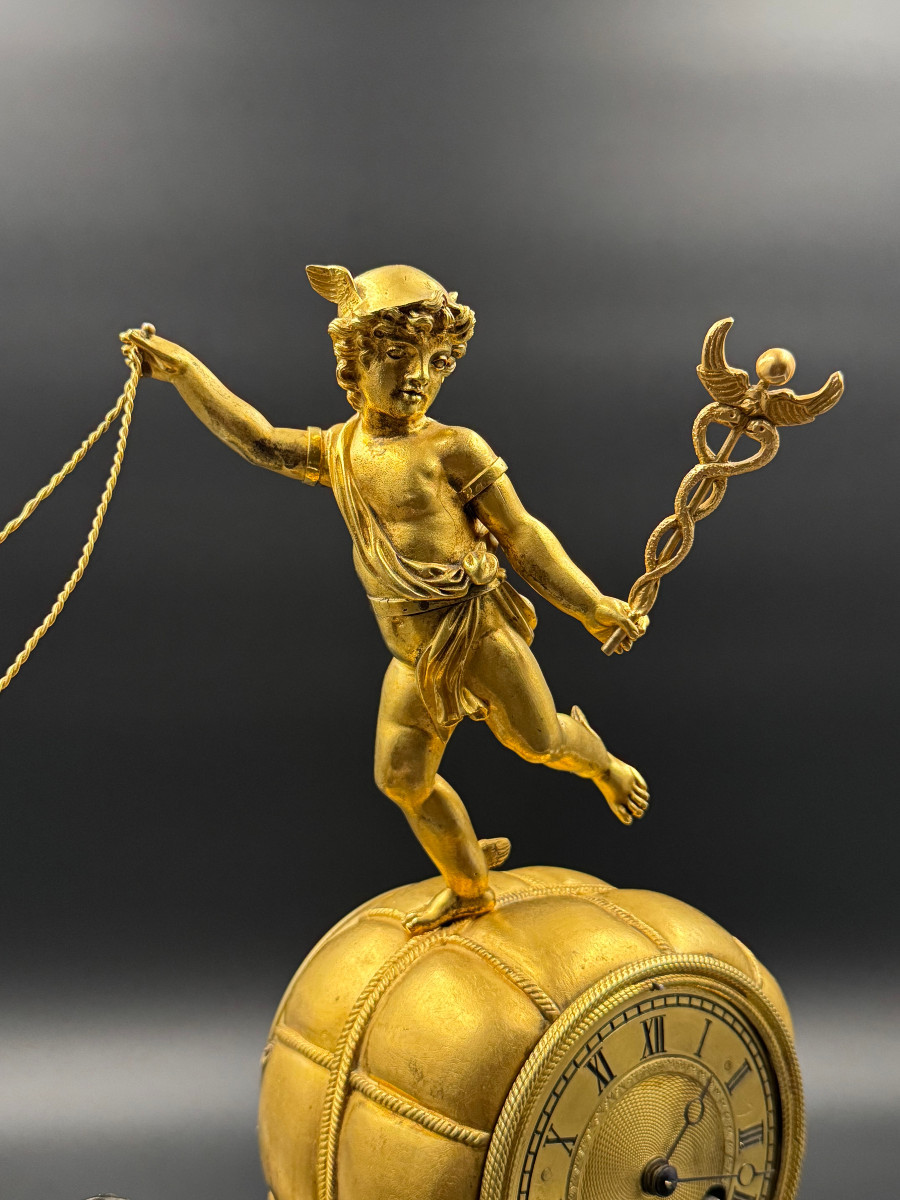 Claude Galle: Rare Mercury Chariot Clock, Empire Period.-photo-5