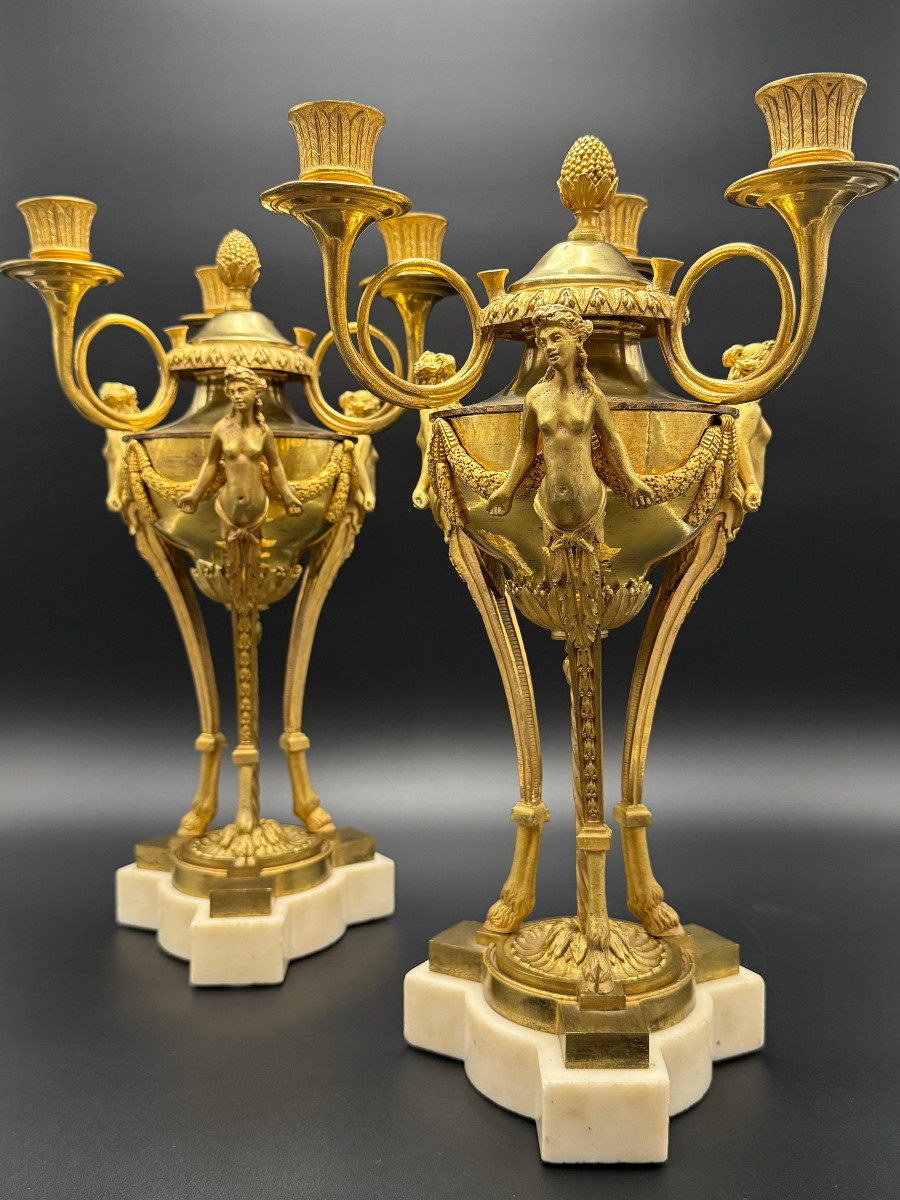 Rare Pair Of Athenian-style Candelabra, Late 18th Century.-photo-2