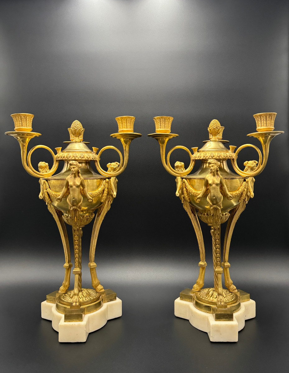 Rare Pair Of Athenian-style Candelabra, Late 18th Century.-photo-3