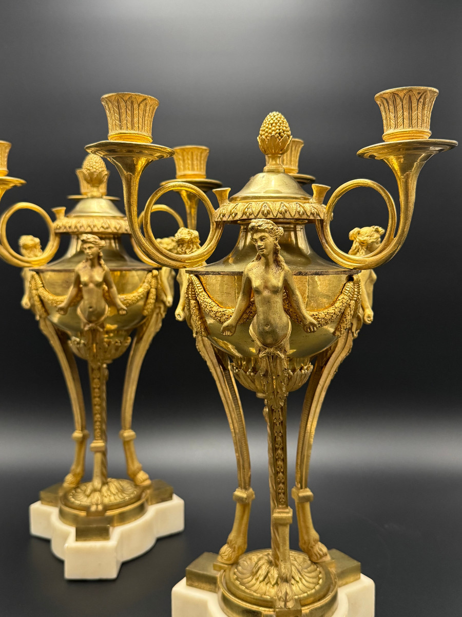Rare Pair Of Athenian-style Candelabra, Late 18th Century.-photo-4