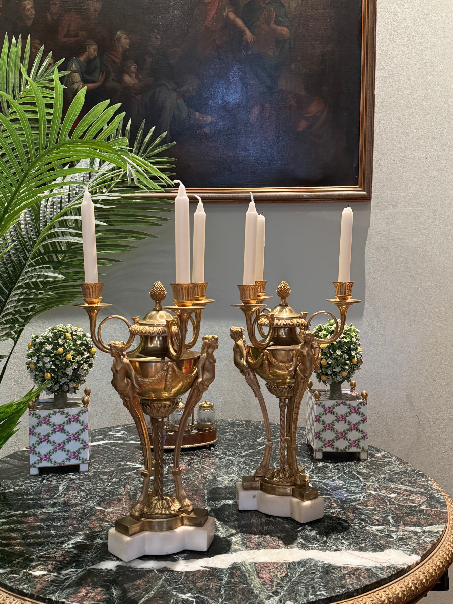 Rare Pair Of Athenian-style Candelabra, Late 18th Century.-photo-5