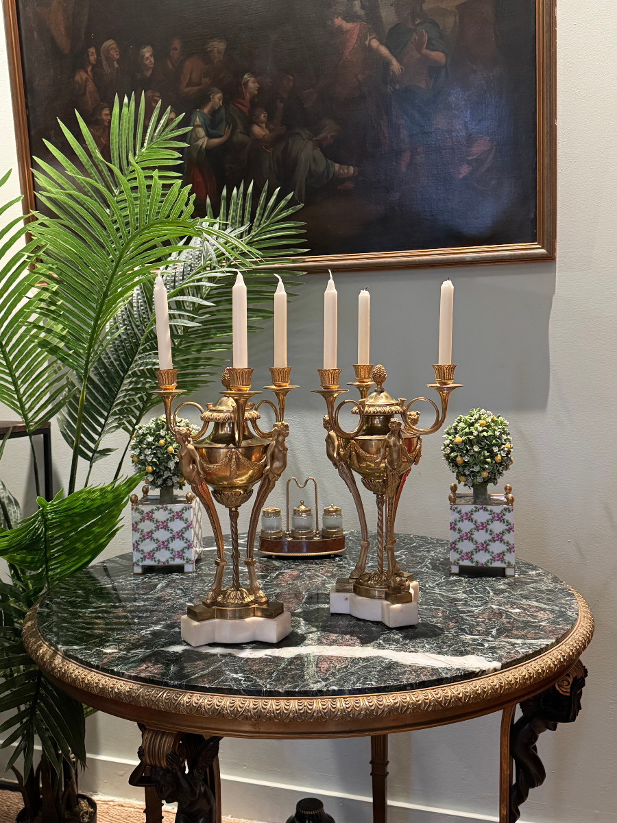 Rare Pair Of Athenian-style Candelabra, Late 18th Century.-photo-6