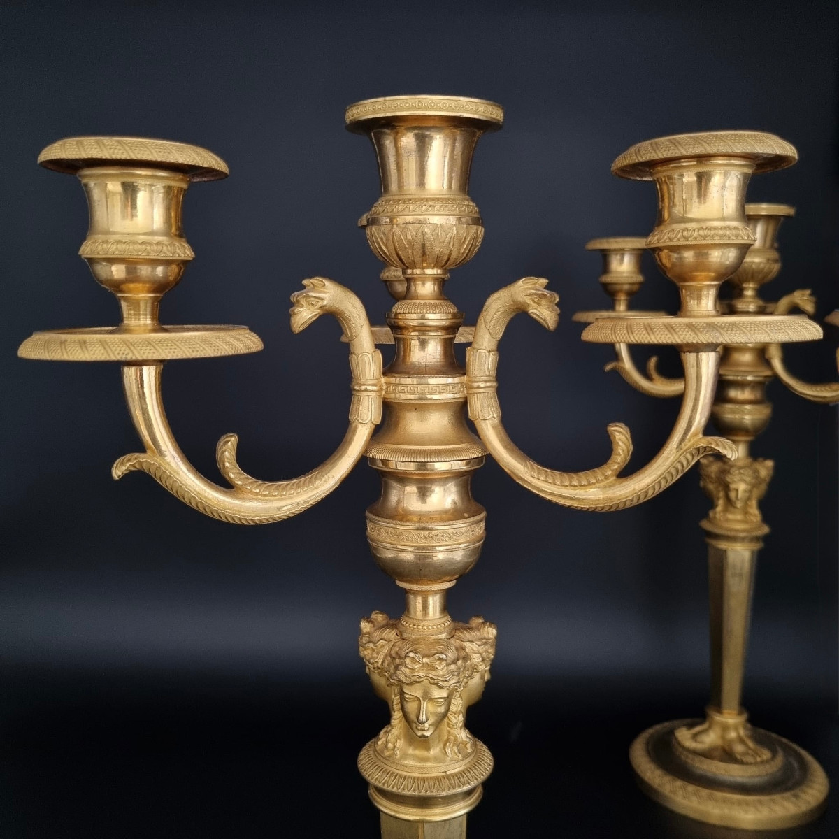 Claude Galle, Pair Of Candelabra From The Empire-consulate Period.-photo-3