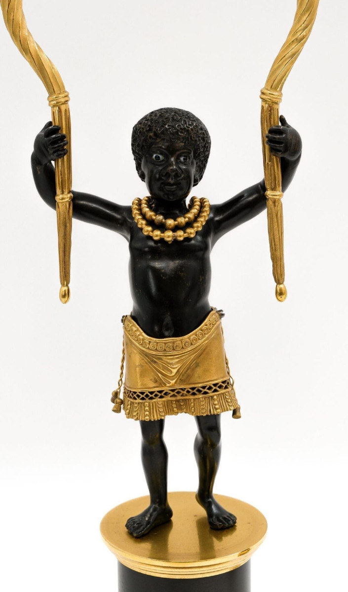 Deverberie, Pair Of Candelabra "to The Good Savages", Directory-consulate Period. -photo-1