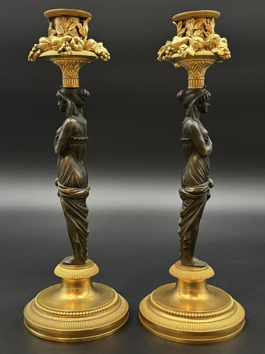 Pair Of Egyptian-style Torches, Empire Period.-photo-2