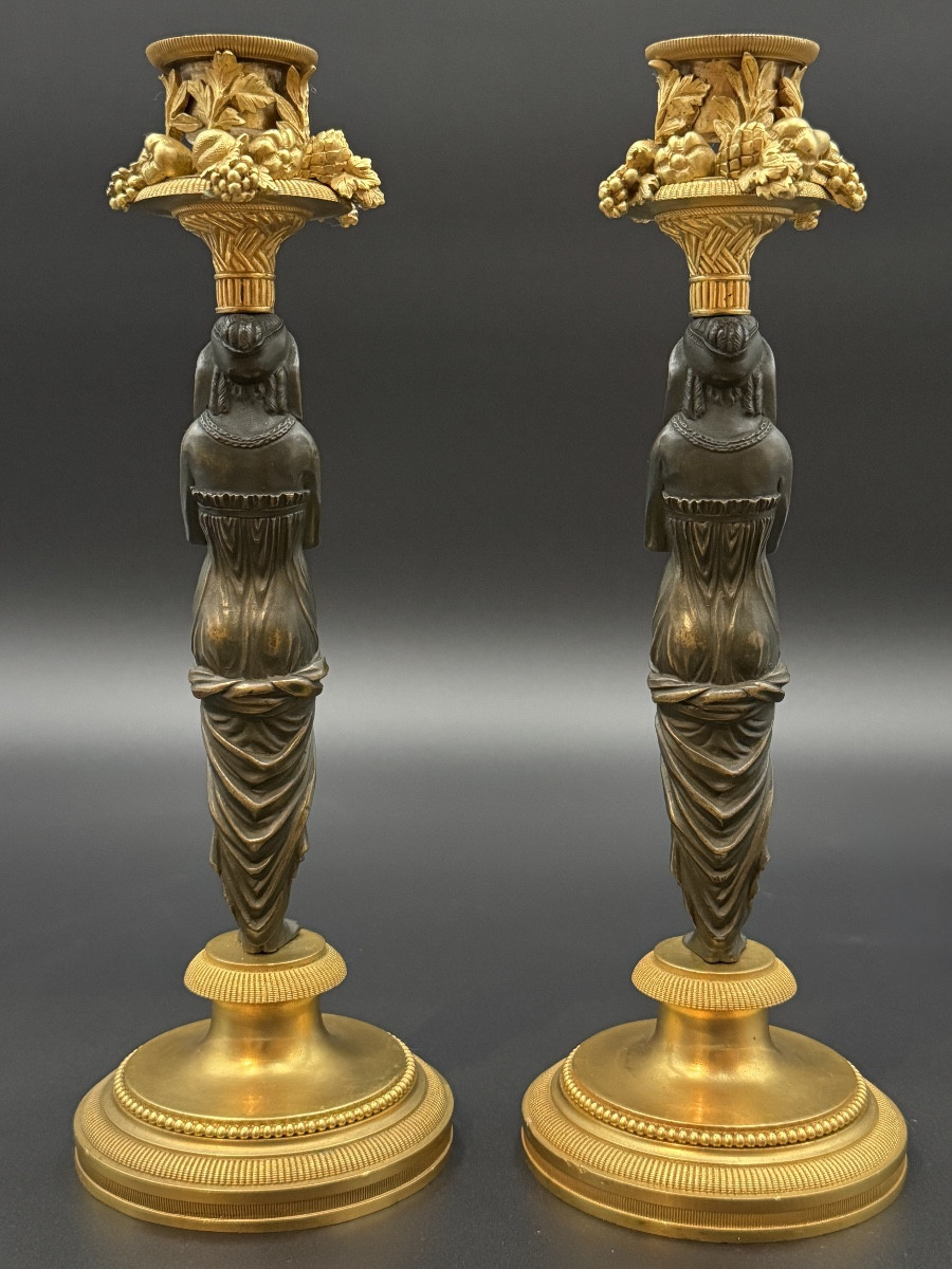 Pair Of Egyptian-style Torches, Empire Period.-photo-4